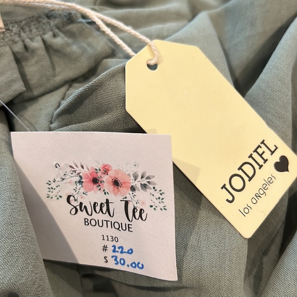 Sage green ruffle neck and sleeve blouse - Picture 3 of 3